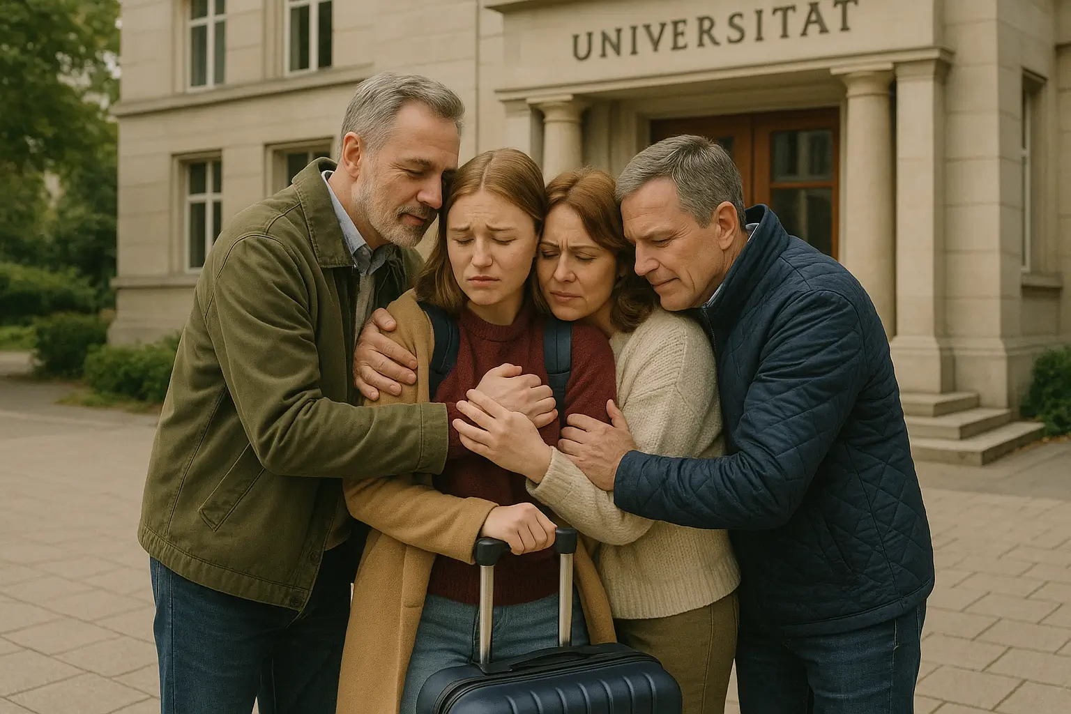 прощание родителей с дочерью у университета